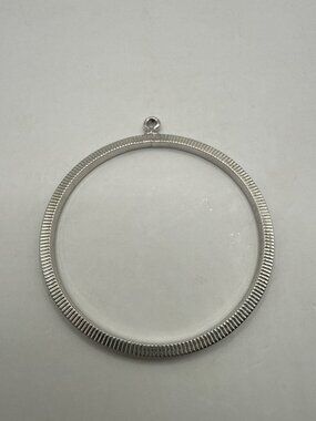 Round Silver Tone Coin Bezel Pendant Charm Minimalist Simple